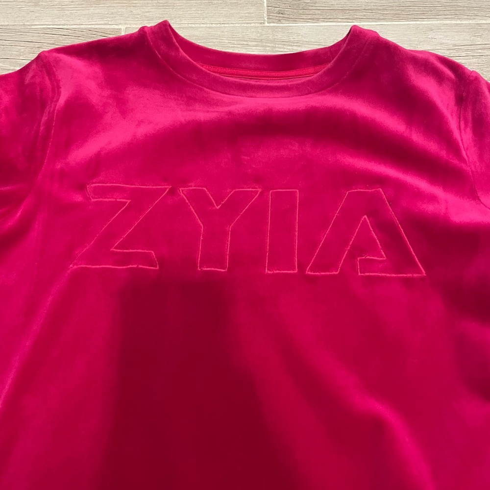 Zyia hot pink velvet sweatshirt